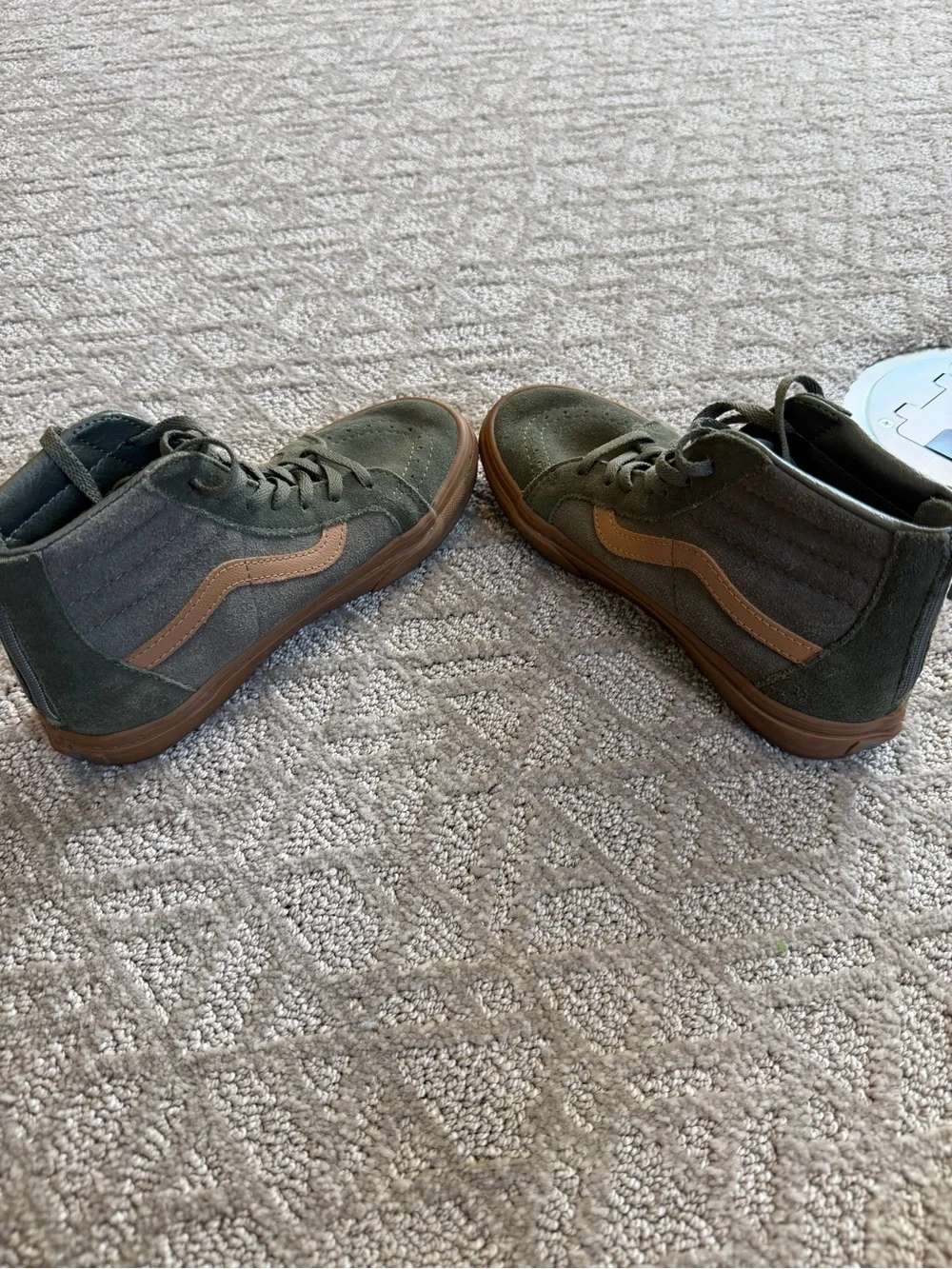 Vans Kids High-Top Sneakers in Olive Green and Brown